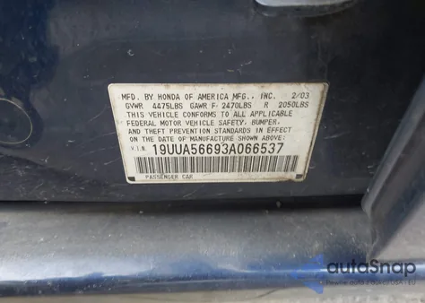 2003 Acura Tl 3.2 from USA, damaged, VIN 19UUA56693A066537